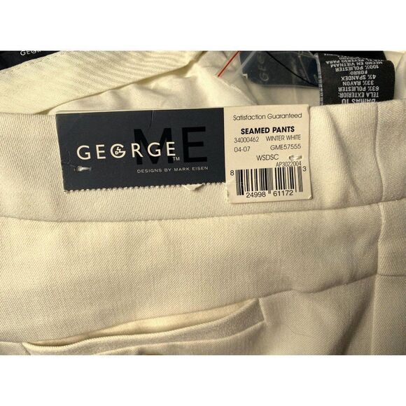 Wide Leg Dress Pants Winter White Modern Fit Seamed Mark Eisen Sz 10 NEW - Picture 8 of 8